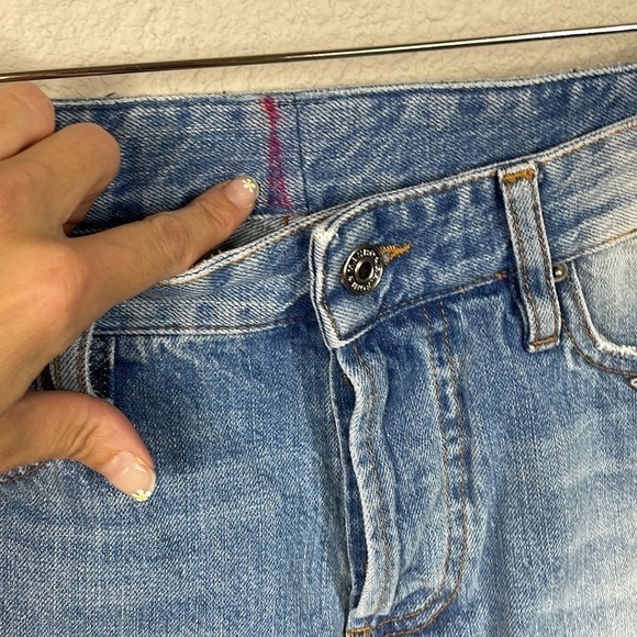 Mauro Grifoni Patched Denim Cut Off Shorts High Rise Italy Button Fly Sz 28 - Picture 6 of 12